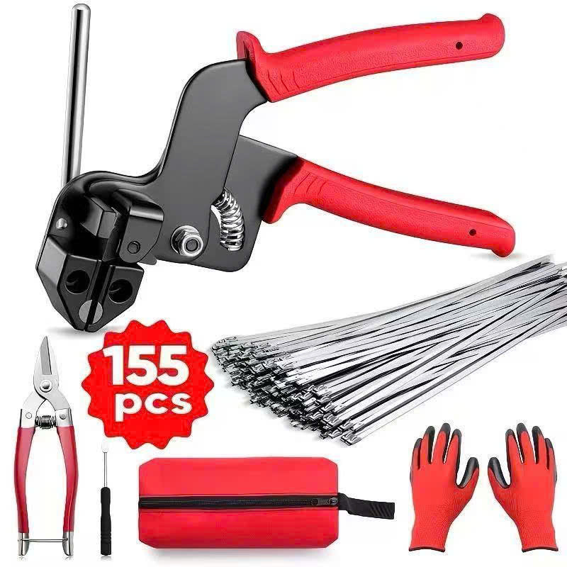 Stainless Steel Cable Tie Gun with Metal Zip Ties