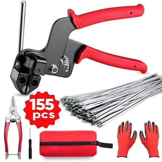 Stainless Steel Cable Tie Gun with Metal Zip Ties