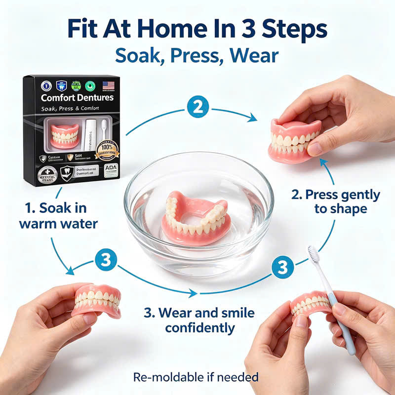 No-Glue Comfort Dentures