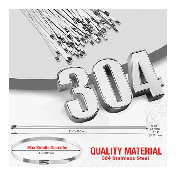 200 Pcs Heavy Duty 304 Stainless Steel Zip