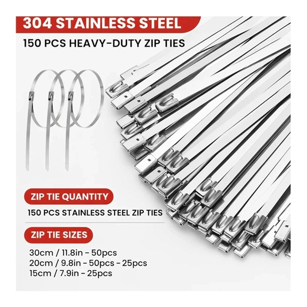 Stainless Steel Cable Tie Gun with Metal Zip Ties