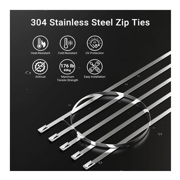 Stainless Steel Cable Tie Gun with Metal Zip Ties