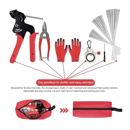 Stainless Steel Cable Tie Gun with Metal Zip Ties