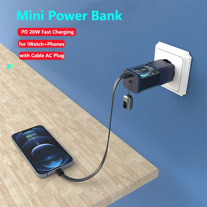3-in-1 20W Fast Charging Power Bank with Wireless Charger for Apple Watch & Phones