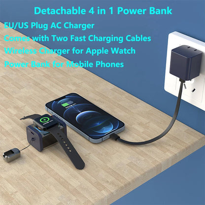 3-in-1 20W Fast Charging Power Bank with Wireless Charger for Apple Watch & Phones