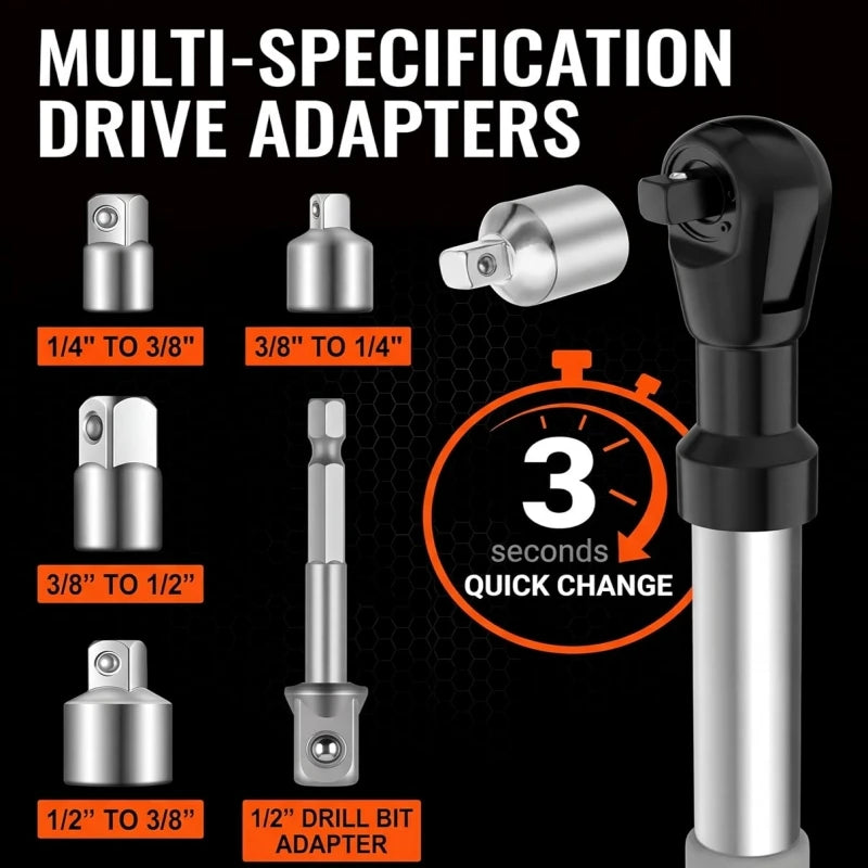 Heavy-Duty 72-Tooth Ratcheting Wrench Extender – 1/2" Drive