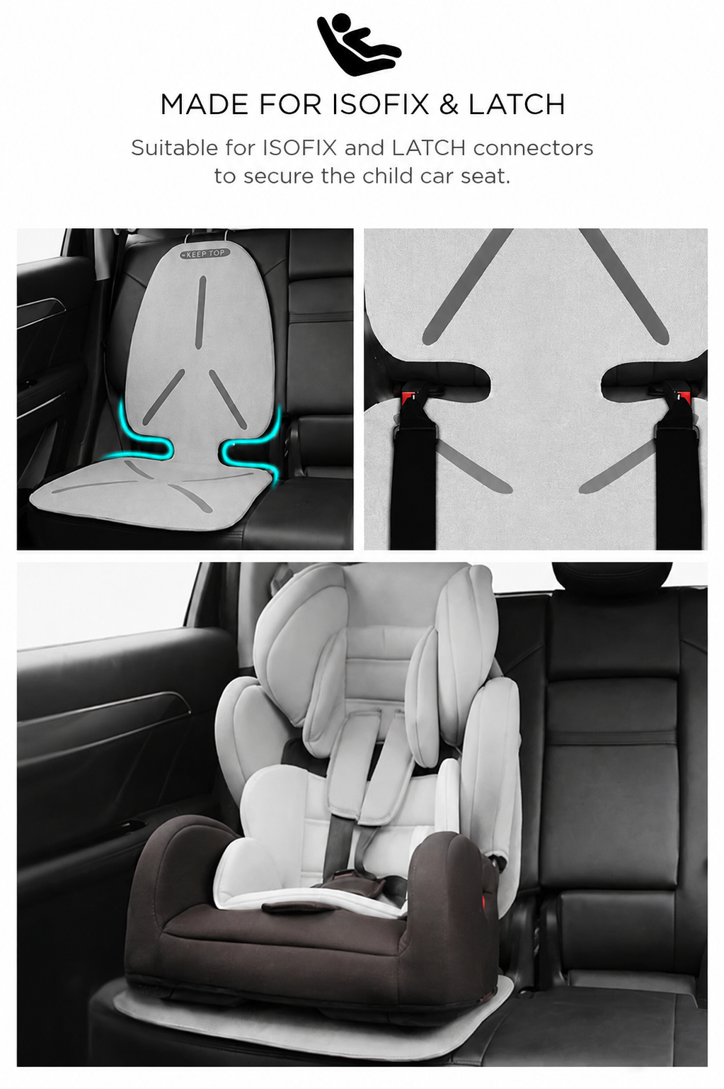 Premium Child Car Seat Protector Pad – Waterproof Non-Slip 600D Oxford Fabric, EPE Cushion, ISOFIX & LATCH Compatible